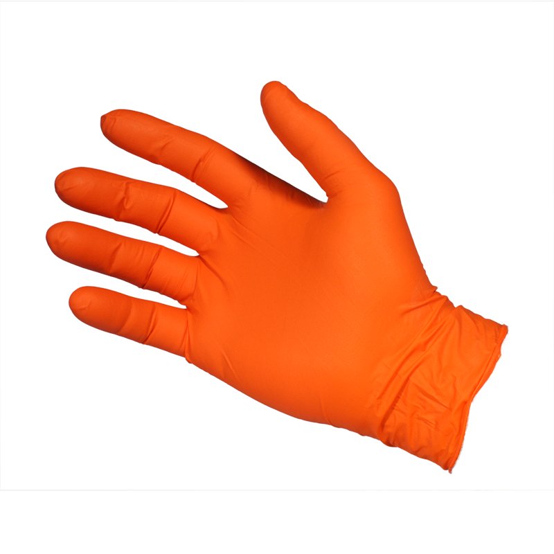 Premium Nitrile  Gloves - Powder Free  -  Orange - Micro Textured - Small
